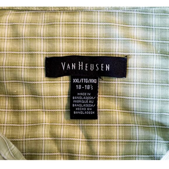 Van Heusen Green Checkered Button-Down Mens Size XXL 18-18 1/2 - Picture 2 of 6